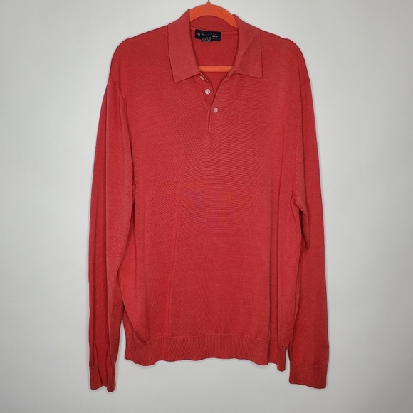 Brooks Brothers Men's Silk Blend Sweater Size XL Long Sleeve Polo Style Pullover - Picture 1 of 11